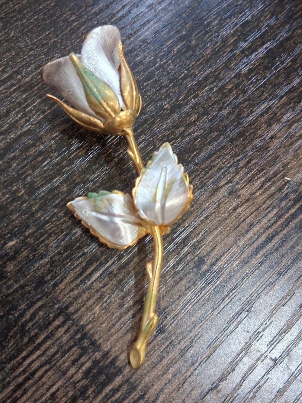 Vintage 1987 Signed Giovanni Enamel Rose brooch, Retro-romantic, Cottagecore